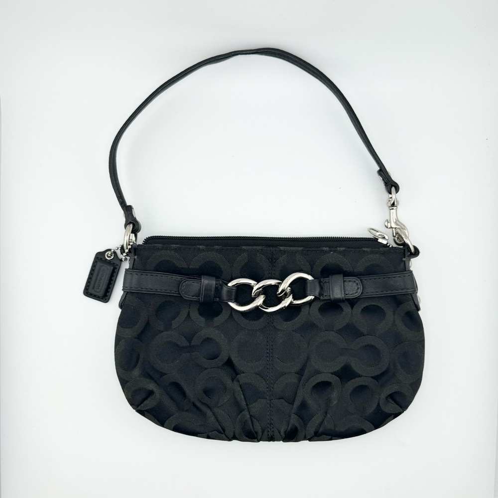 EUC Coach Black Canvas Hand Bag with Silver Hardware